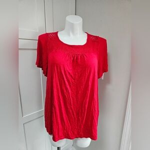 Westport Women's US 1X Red Short Sleeve Top